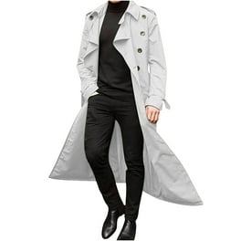 HaHaHappy Mens Trench Coat Double Breasted Long Jacket