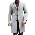 thumbnail image 1 of Mens Long Trench Coat Wool Blend Single Breasted Notch Collar Peacoat Overcoat Fall Winter Jacket Mid Length (3XL, Gray), 1 of 7