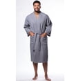 thumbnail image 1 of Mens Long Waffle Kimono Lightweight Cotton Robe, Hotel Spa Bathrobe for Men  - Adult - Unisex - Gray - One Size, 1 of 4
