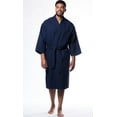 thumbnail image 1 of Mens Long Waffle Kimono Lightweight Cotton Robe, Hotel Spa Bathrobe for Men  - Adult - Unisex - Navy Blue - XXL, 1 of 12