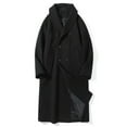 thumbnail image 1 of Mens Long Wool Blend Peacoats Notched Lapel Trench Coats Lightweight Flowy Windbreaker Overcoats for Fall Winter, 1 of 6