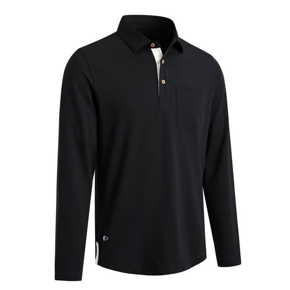 Mens Long and Short Sleeve Polo Shirts Pocket Casual Solid Drop Cut Collared Polo Shirts for Men