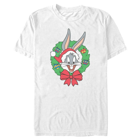 Mens Looney Tunes Happy Bugs Christmas Wreath T Shirt