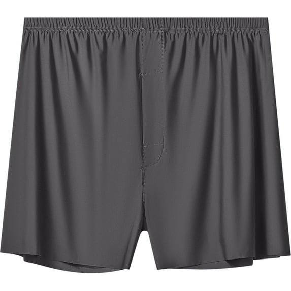 Mens Loose Boxer Shorts Silk Sleep Boxers Button Fly Gray 3XL