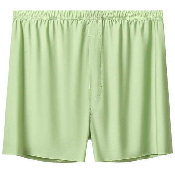 Mens Loose Boxer Shorts Silk Sleep Boxers Button Fly Green XL
