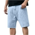 thumbnail image 1 of Mens Loose Denim Shorts Baggy Casual Wide Leg Mid Jean Zipper Hip Hop Shorts with Pockets Streetwear Big and Tall, 1 of 6