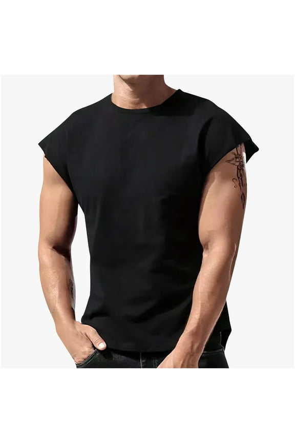 Mens Loose Fit Athletic Tank Shirts Lightweight Cap Sleeve Quick Dry T Shirts Crew Neck Gym Training Workout Tops