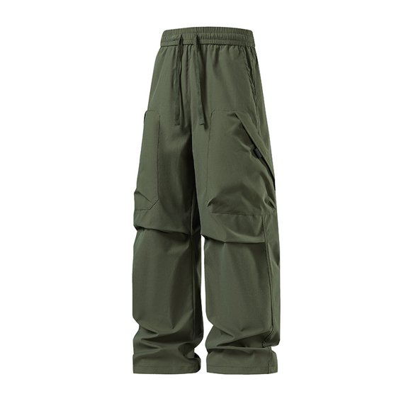 Mens Loose Fit Cargo Pants with Elastic Waistband Multiple Pockets Casual Straight Leg Trousers for Daily Wear