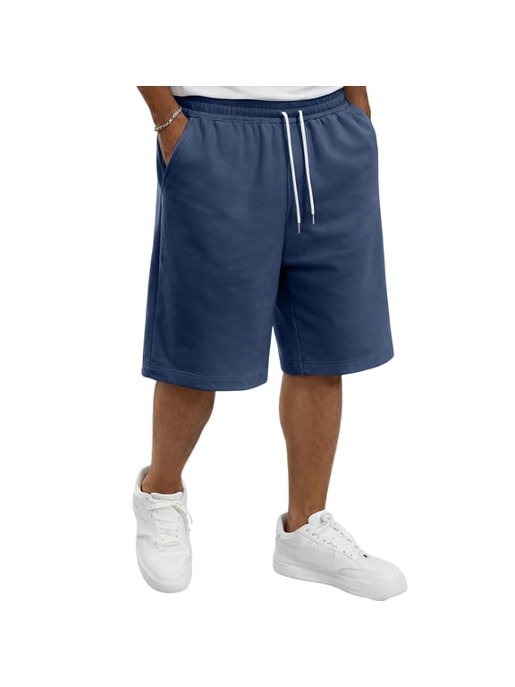 Mens Loose Fit Casual Shorts Soft Weave Fabric Drawstring Elastic Waist Side Pockets Summer Daily Wear M