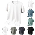 thumbnail image 1 of Mens Loose Fit Heavyweight Short Men's Casual Fashionable Breathable Sweatshirt Solid Color Half Sleeve Round Neck White XXXXL, 1 of 8