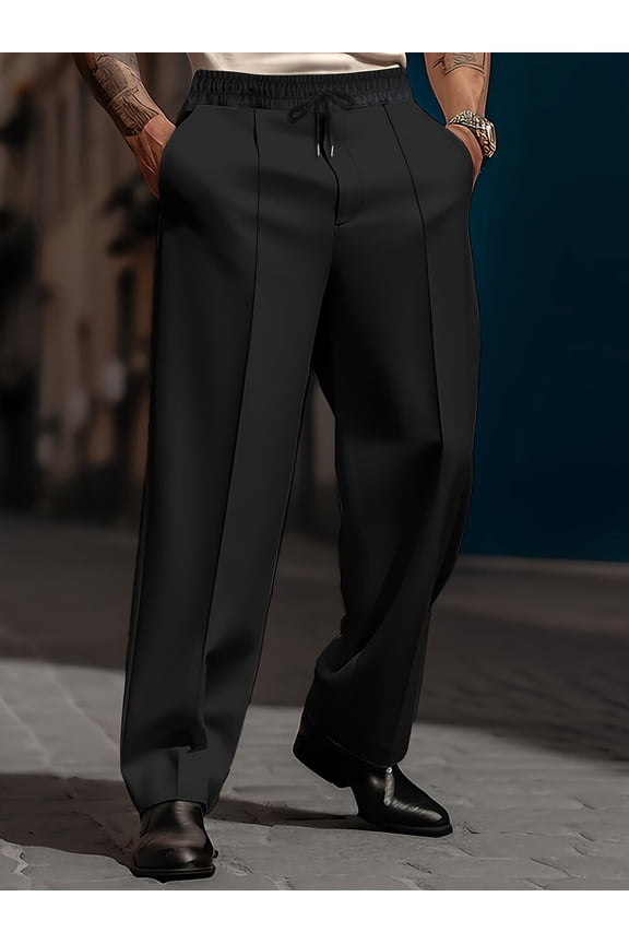 Mens Loose Fit Suit Dress Pants Casual Business Straight Leg Formal Pants Wrinkle Free Flat Front Work Trousers Black XXL