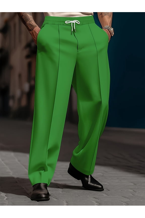Mens Loose Fit Suit Dress Pants Casual Business Straight Leg Formal Pants Wrinkle Free Flat Front Work Trousers Green XL