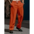 thumbnail image 1 of Mens Loose Fit Suit Dress Pants Casual Business Straight Leg Formal Pants Wrinkle Free Flat Front Work Trousers Orange XXL, 1 of 4