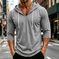 thumbnail image 1 of Mens Loose Fit V Neck 3/4 Sleeve Hooded Pullover Lightweight Drawstring Summer Beach Workout Sweatshirt Gray L, 1 of 7