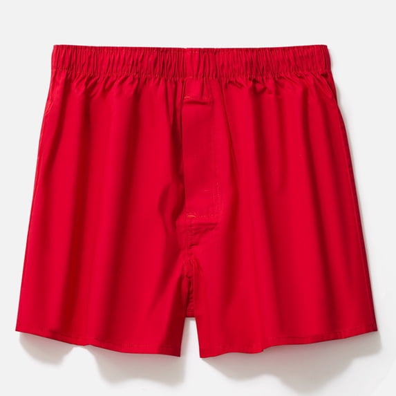 Mens Loose Fitting Underwear Pure Home Sleepwear Flat Angle Breathable Large Shorts, XL, Red