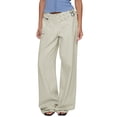 thumbnail image 1 of Women's Wide Leg Jeans with Adjustable Buckle Loose Mid Waist Baggy Boyfriend Streetwear Denim Pants with Pockets 2025 (L, White), 1 of 6