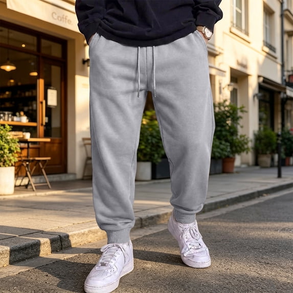 Mens Loose Joggers Elastic Outdoor Plus Size Pants Elastic Waist Drawstring Fall Trendy Sweatpants