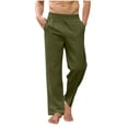 thumbnail image 1 of Mens Loose Linen Pants Lightweight Yoga Sweatpants Athletic Lounge Pants Casual Elastic Waist Straight Leg Pajamas Bottom with Pockets, 1 of 5
