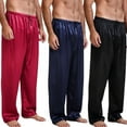 thumbnail image 1 of Mens Loose Sleep Bottoms Nightwear Sleepwear Bath Pajamas Satin Silk Long Lounge Pants Pyjamas, 1 of 8