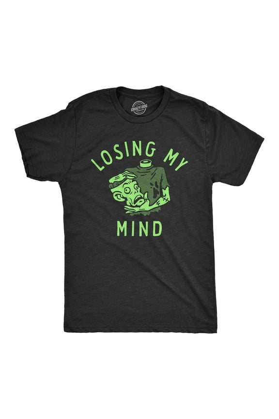 Mens Losing My Mind T Shirt Funny Halloween Headless Zombie Tee for Guys Graphic Tees