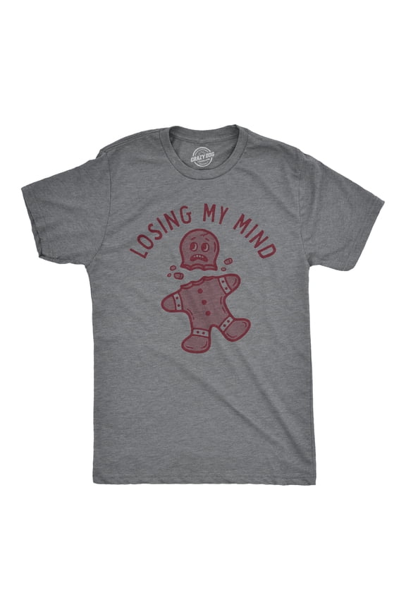Mens Losing My Mind T Shirt Funny Headless Gingerbread Man Xmas Tee for Guys Graphic Tees