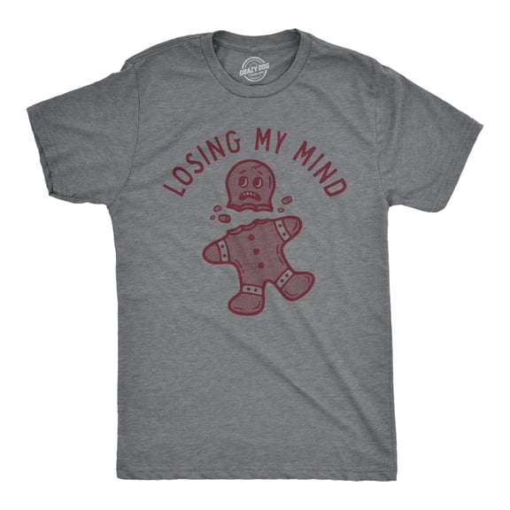 Mens Losing My Mind T Shirt Funny Headless Gingerbread Man Christmas Tee for Guys Graphic Tees