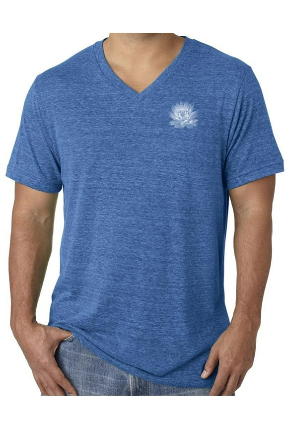 Mens Lotus Flower V-neck Tee - Royal, MD (pocket print)