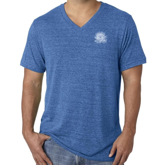 Mens Lotus Flower V-neck Tee - Royal, MD (pocket print)