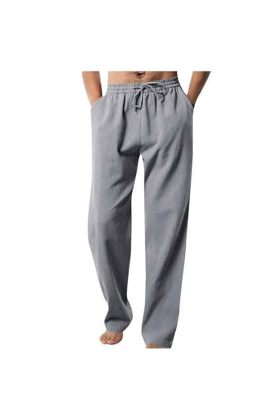 Mens Lounge Pants Casual Summer Pants Loose Fit Lightweight Daily Home Pants Elastic Waist Drawstring Wide Leg Trousers with Pockets Outdoor Holiday Leisure Pants M-4XL