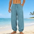 thumbnail image 1 of Mens Lounge Pants Lightweight Drawstring Elastic Waist Baggy Joggers Summer Comfort Everyday Travel Beach Linen Pants, 1 of 8