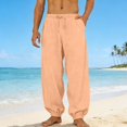 thumbnail image 1 of Mens Lounge Pants Lightweight Drawstring Elastic Waist Baggy Joggers Summer Comfort Everyday Travel Beach Linen Pants, 1 of 8