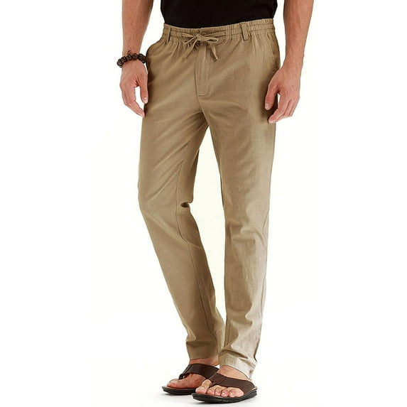 Mens Lounge Pants Men's Business Loose Large Size Elastic Waist Cotton All-match Solid Color