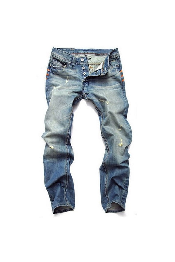 Mens Lounge Pants Men's Casual Autumn Denim Cotton Straight Ripped Hole Trousers Jeans Pants Full Length Pants