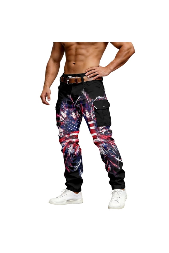 Mens Lounge Pants Patriotic Print Independence Day Anniversary Mens Stretch Jeans,Black,M