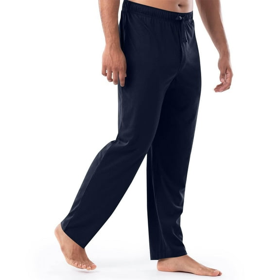Mens Lounge Pants Wide Leg Pajamas Pants with Pockets Loose Casual Comfortable Elastic Waist Pants Sleepwear L, Dark Blue
