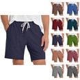 thumbnail image 1 of Mens Lounge Shorts Summer Elastic Waist Drawstring Straight Leg Relaxed Fit Casual Shorts with Pockets, 1 of 7