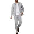 thumbnail image 1 of Mens Loungewear Sets Button Front Collared Cardigan and Cuffed Jogger Set Long Sleeve Athletic Top with Pockets Two Piece Casual Suit, 1 of 5