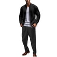 thumbnail image 1 of Mens Loungewear Sets Solid Stand Collar Zip Up Long Sleeve Shirt and Drawstring Pants Set Casual Two Piece Tracksuit, 1 of 7