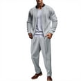 thumbnail image 1 of Mens Loungewear Sets Solid Stand Collar Zip Up Long Sleeve Shirt and Drawstring Pants Set Casual Two Piece Tracksuit, 1 of 7