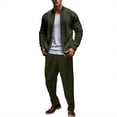 thumbnail image 1 of Mens Loungewear Sets Solid Stand Collar Zip Up Long Sleeve Shirt and Drawstring Pants Set Casual Two Piece Tracksuit, 1 of 8