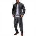 thumbnail image 1 of Mens Loungewear Sets Solid Stand Collar Zip Up Long Sleeve Shirt and Drawstring Pants Set Casual Two Piece Tracksuit, 1 of 7