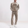 thumbnail image 1 of Mens Loungewear Sets Solid Velvet Hoodie and Cuffed Jogger Set Long Sleeve Pullover with Tapered Pants Casual Two Piece Tracksuit, 1 of 7