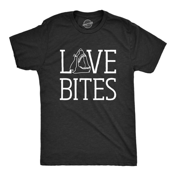 Mens Love Bites Funny Shark Dating Relationship Valentine's Day T shirt Graphic Tees