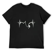 Mens Love Climbing Love Heart Beat Gift Design Idea Round Neck T-Shirt Black