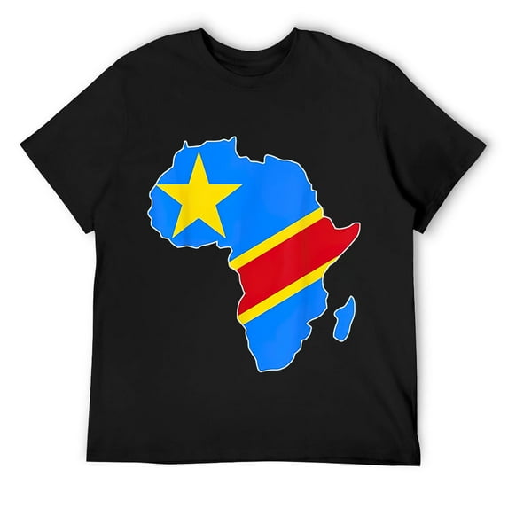 Mens Love Democratic Republic of Congo RDC DRC Flag Africa Map T-Shirt Black L