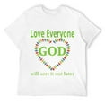 thumbnail image 1 of Mens Love Everyone God will sort it out later Believers Theme T-Shirt White 2XL, 1 of 5