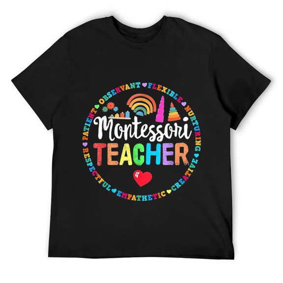 Mens Love Montessori Teacher Toy Daycare Appreciation Week Team T-Shirt Black