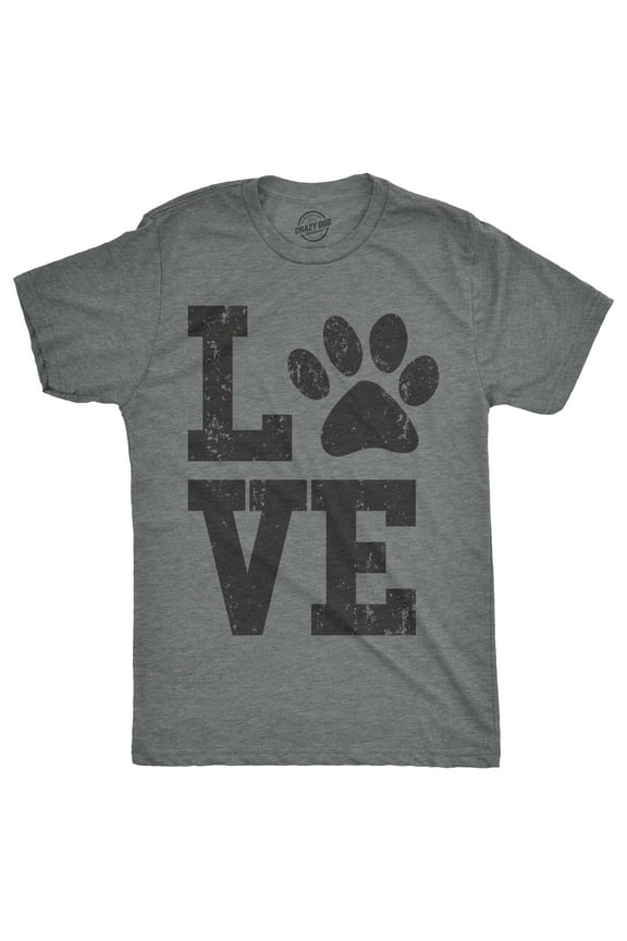 Mens Love Paw T Shirt Cute Adorable Dog Lover Pet Tee for Guys Graphic Tees