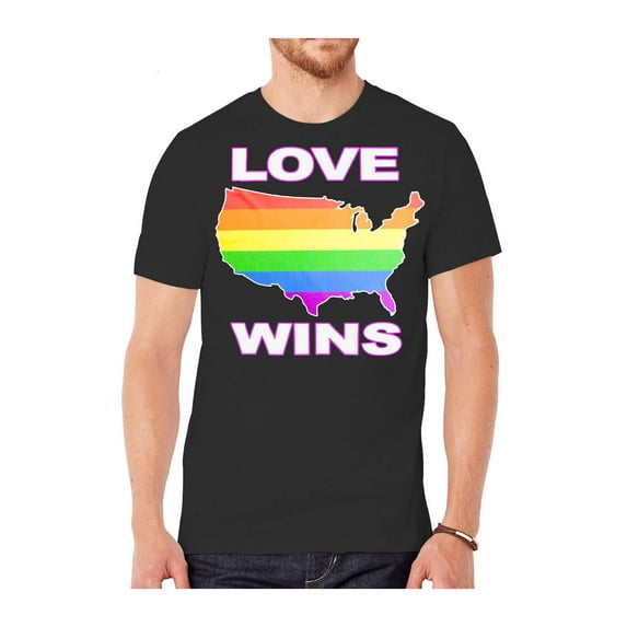 Mens Love Wins USA Short-Sleeve T-Shirt - Grey - Small