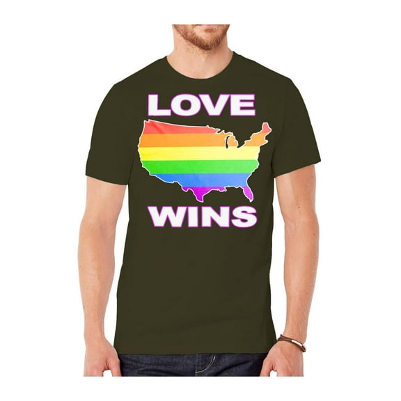 Mens Love Wins USA Short-Sleeve T-Shirt - Olive - 2X-Large